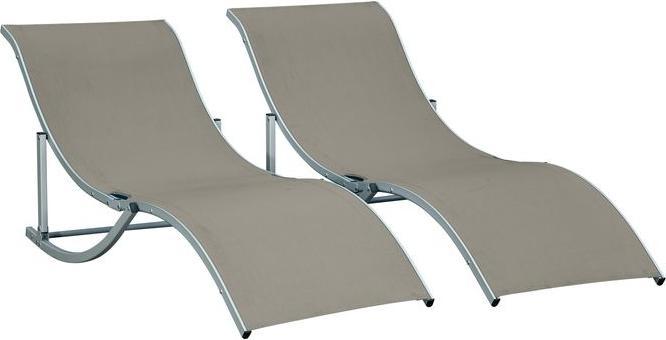 Image du produit Swisshandel24 Set de 2 chaises longues de jardin Bain de soleil en tissu Relax ergonomique Aluminium Texteline (165 cm)