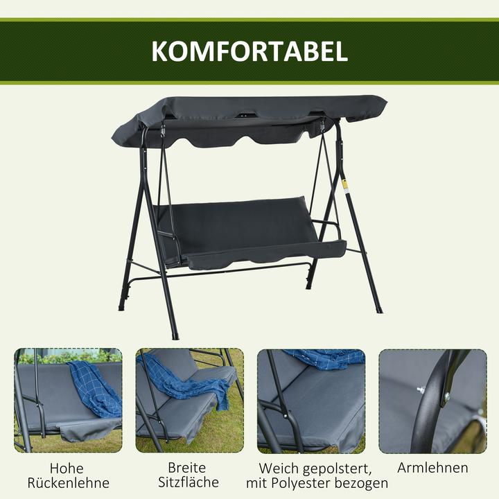 Produktbild Outsunny Hollywoodschaukel mit neigungsverstllbaren Sonnendach