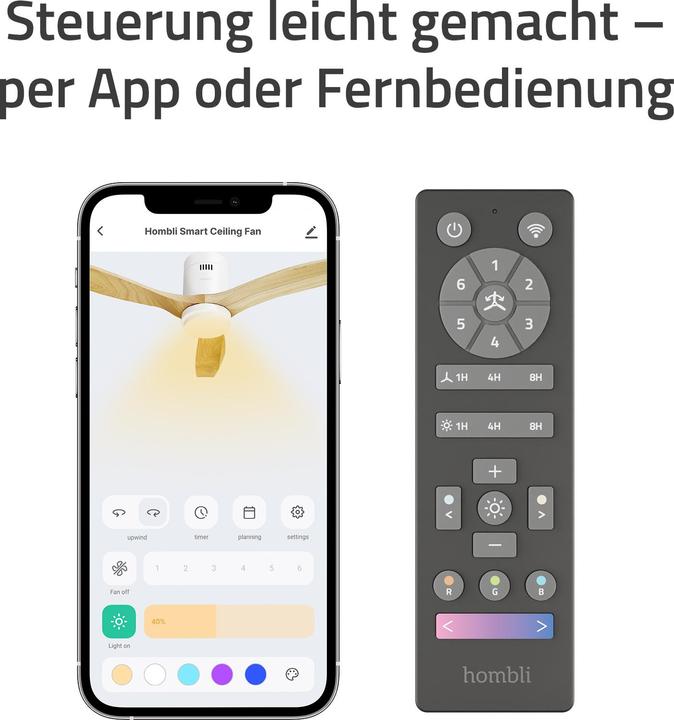 Image du produit Hombli Deckenventilator mit Licht (43 dB)