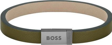 Immagine prodotto Hugo Boss Jace 1580338 bracciale moderno in pelle color kaki - Lunghezza: 17,5 cm (17.50 cm, Cuoio)