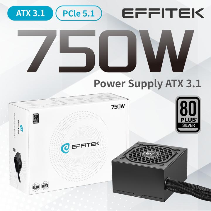 Immagine prodotto Effitek Netzteil 750W Silver ATX 3.1, PCI 5.1 (750 W)