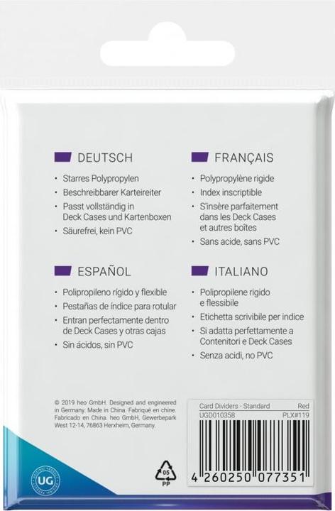 Produktbild Ultimate Guard Kartentrenner Standardgrösse Rot 10