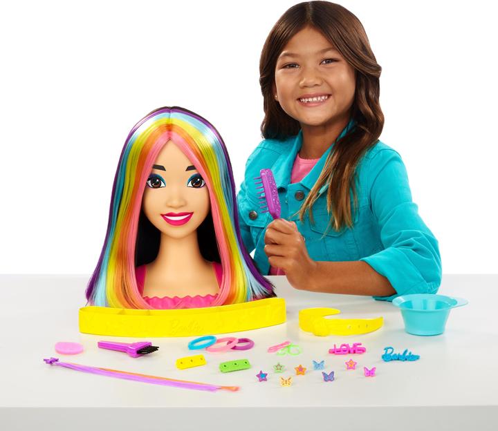 Image du produit Barbie Neon Rainbow Deluxe Styling Head - Black Hair