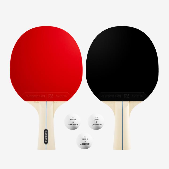 Produktbild Kuikma Set mit zwei vielseitigen Freizeit-Tischtennisschlägern TTR 50 2* und Bälle