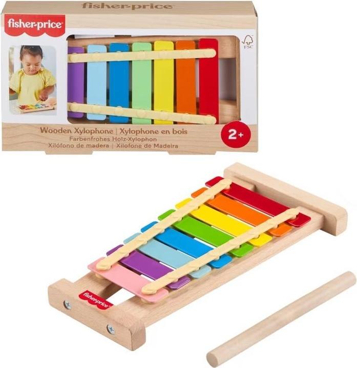 Produktbild Fisher-Price Buntes Xylophon mit Hammerspiel aus Holz (Multilingual)
