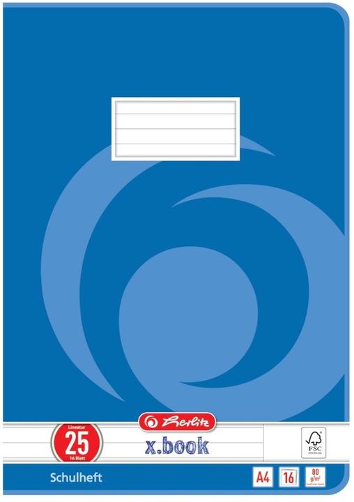 Image du produit Herlitz Cahier d'école X-Book, DIN A4, linéature 25 (A4, À rayures, Non contraignant)