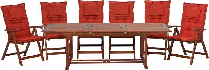 Produktbild Beliani Gartenmöbel Set Akazienholz 6-Sitzer rechteckig Auflagen terracotta TOSCANA (220 cm)