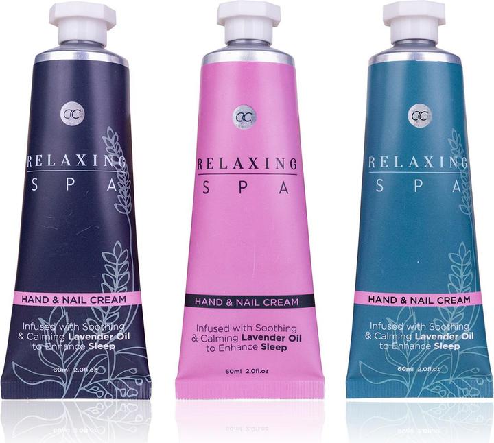 Image du produit Accentra Crème mains & ongles RELAXING SPA en tube, 60ml, 3 motifs assortis, enrichie à l'huile de lavande (60 ml)