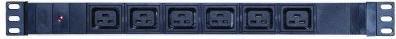 Productafbeelding Exertis Connect 19" PDU 6 x IEC19-contactdoos in aluminium behuizing 1U, 3 x 1,5 mm kabel 2,5m, RAL 9005 zwart
