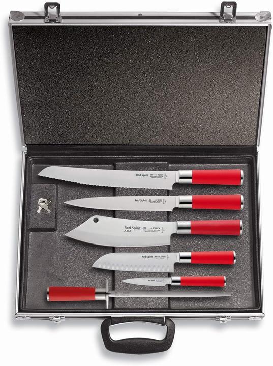 Immagine prodotto Dick 81173000 Valigetta per coltelli Valigetta per cucina dotata di 6 pezzi con serratura Red Spirit (26 cm)