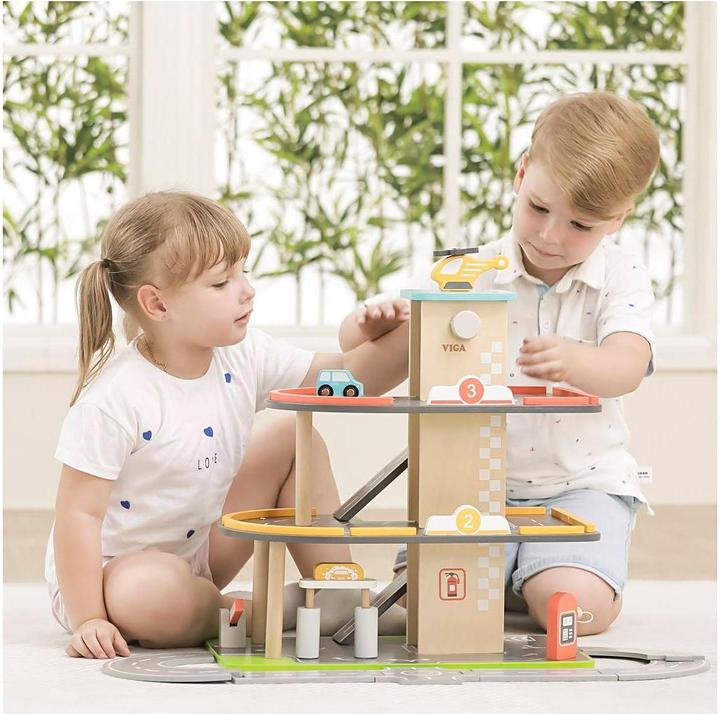 Produktbild Viga Toys Parkhaus mit Tankstelle