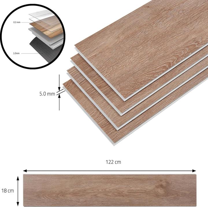 Immagine prodotto neu.holz SPC Klickboden Okapirg 10 Dekordielen 2,196 m² Natural Oak () (Pavimento vinile, 2.20 m²)