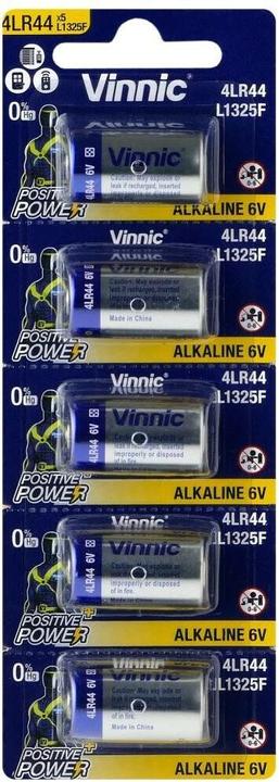 Vinnic Spezialbatterie 4LR44 / L1325F / 544A / A544 Blister mit 5 Stück (5 Stk., LR44, 152 mAh)