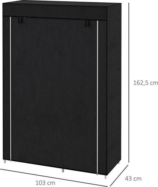 Immagine prodotto Swisshandel24 Armadio Armadio in tessuto con asta appendiabiti, 6 scomparti, Armadio pieghevole in pile, Armadio (103 x 43 x 162,5 cm)
