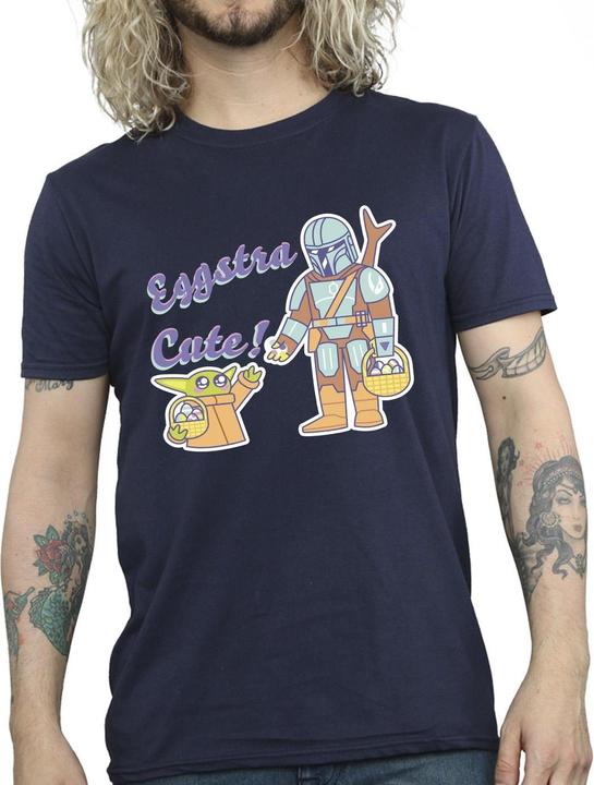 Actual product image Star Wars Mens The Mandalorian Eggstra Cute Grogu T-Shirt (S)