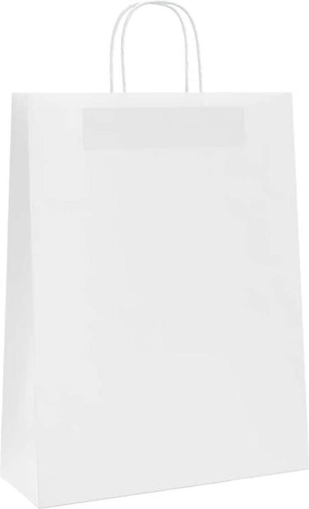Produktbild VidaXL Kraftpapiertüten 50 Stk. mit Henkel Weiss 32x12x42 cm Papiertüte (Geschenktüte, 50 x)