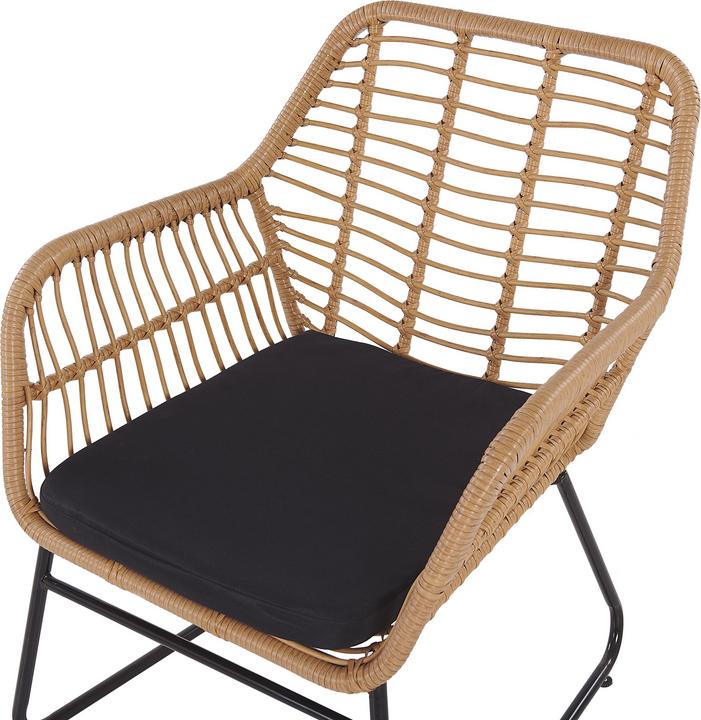 Produktbild Beliani Lounge Set Rattan natürlich 4-Sitzer Auflagen schwarz MINORI