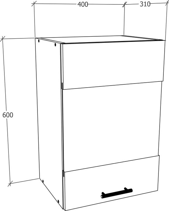 Actual product image VCM Kitchen Cabinet Width 40 cm Matt Glass Door Wall Cabinet Kitchen Kitchen Furniture Esilo (60 x 40 x 31 cm)