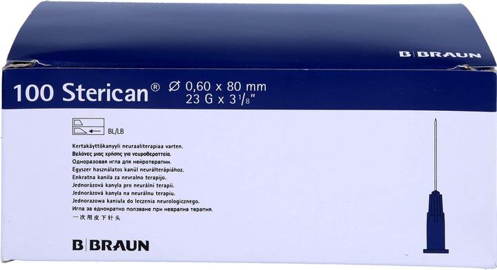 Produktbild B.Braun Nadel 23G 0.60 x 80mm blau Luer, 100 Stück