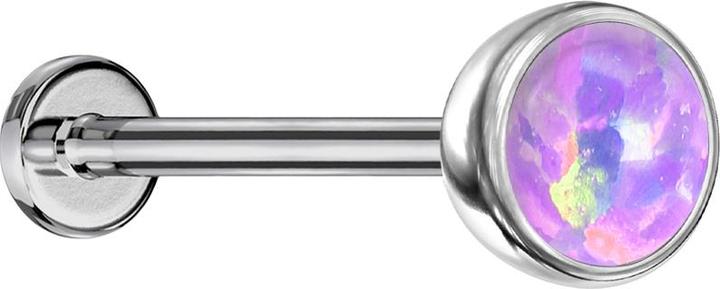 Star Piercing Micro Threadless Labret silber Halbkugel mit Opal violett (Titan G23, ohne Messing)