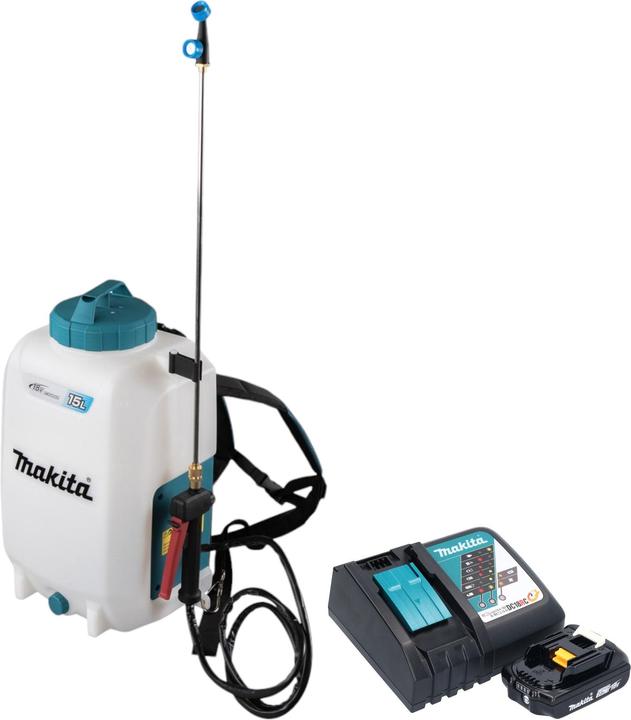 Actual product image Makita DUS 158 RA cordless pressure sprayer 18 V 15 l 5.0 bar + 1x rechargeable battery 2.0 Ah + charger (15 l)