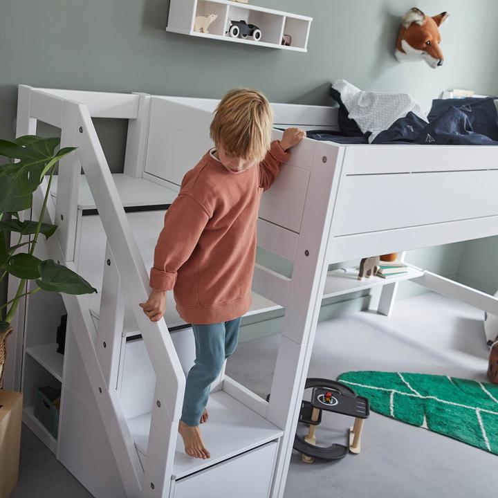 Produktbild Lifetime Kidsrooms Kidsrooms Halbhohes Bett mit Treppe und Deluxe Lattenrost 128 x 257 x 102 (90 x 200 cm)