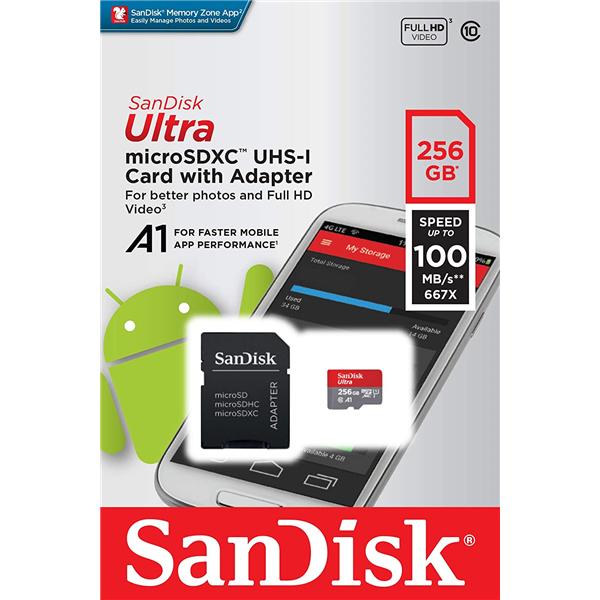 Immagine prodotto SanDisk Ultra microSD A1 (256 GB, microSDXC, U1, UHS-I)