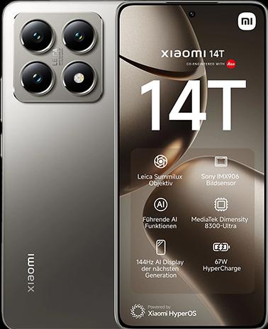 Actual product image Xiaomi 14T (256 GB, Titan Grey, 6.65", Dual SIM, 50 Mpx, 5G)