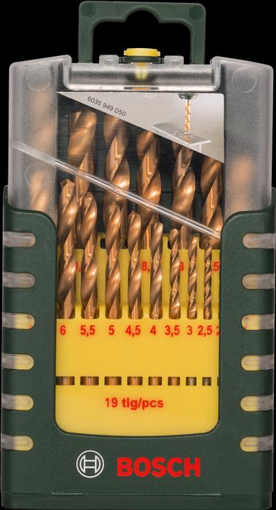 Produktbild Bosch Professional Zubehör 19-teiliges HSS-TiN-Metallbohrer-Set (1 mm, 1.5 mm, 2 mm, 2.5 mm, 3 mm, 3.5 mm, 4 mm, 4.5 mm, 5 mm, 5.5 mm, 6 mm, 6.5 mm, 7 mm, 7.5 mm, 8 mm, 8.5 mm, 9 mm, 9.5 mm, 10 mm)