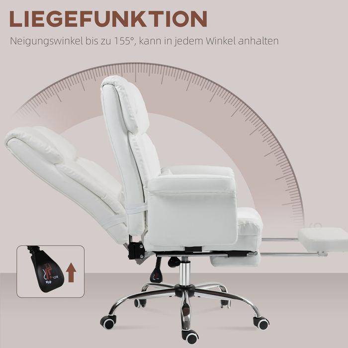 Actual product image Swisshandel24 Bürostuhl, Ergonomisch Schreibtischstuhl mit Liegefunktion, Lendenkissen, Weiss