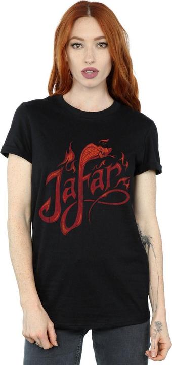 Actual product image Disney Womens/Ladies Aladdin Movie Jafar Flames Logo Cotton Boyfriend T-Shirt (4XL)