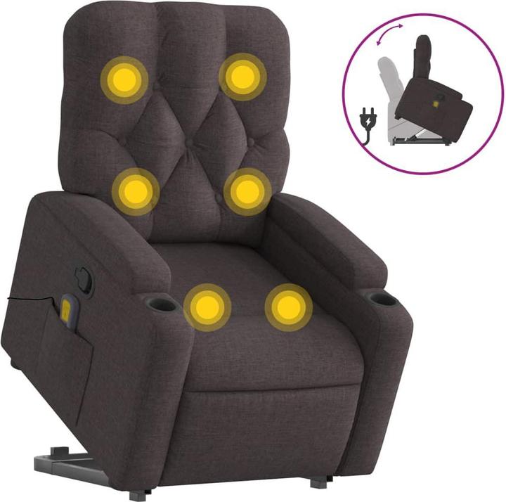 Produktbild VidaXL Massagesessel Aufstehhilfe Fernsehsessel Relaxsessel Dunkelbraun Stoff