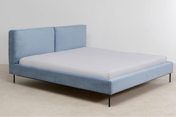 Kare Design Bett East Side Cord Blau 180x200cm (180 x 200 cm)