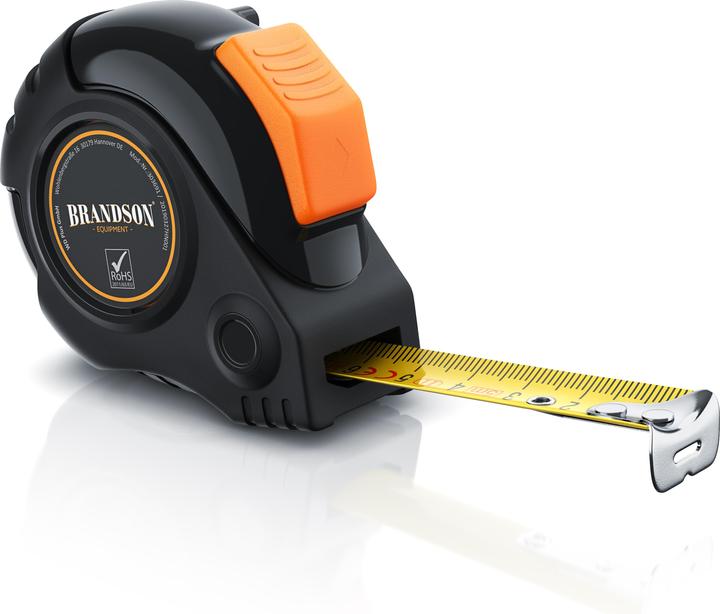 Produktbild Brandson 5m Bandmass, Bandmass mit Gürtelclip, robustes Stahlbandmass, Massband, Rolle