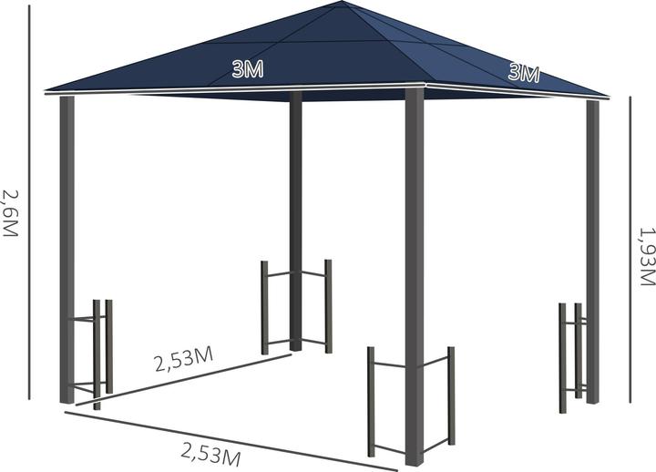Produktbild Outsunny Gartenpavillon mit Seitenteilen und Dach (300 cm, 300 cm)