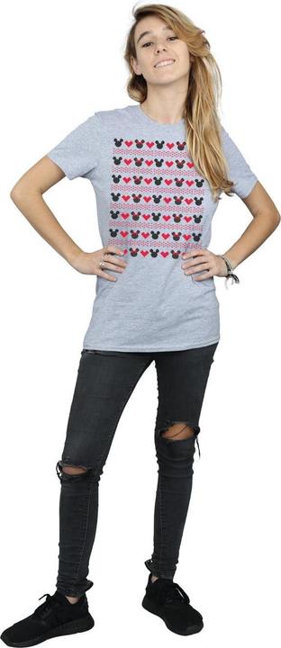 Actual product image Disney Womens/Ladies Mickey And Minnie Christmas Hearts Cotton Boyfriend T-Shirt (M)