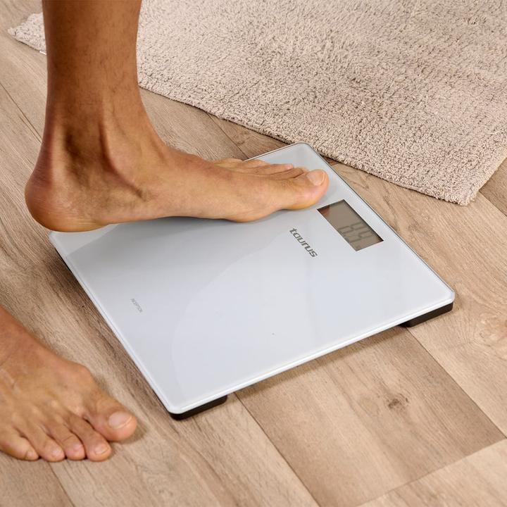 Actual product image Taurus Inception Digital Bathroom Scale 28cm x 28cm Tempered Glass - Blue (180 kg)