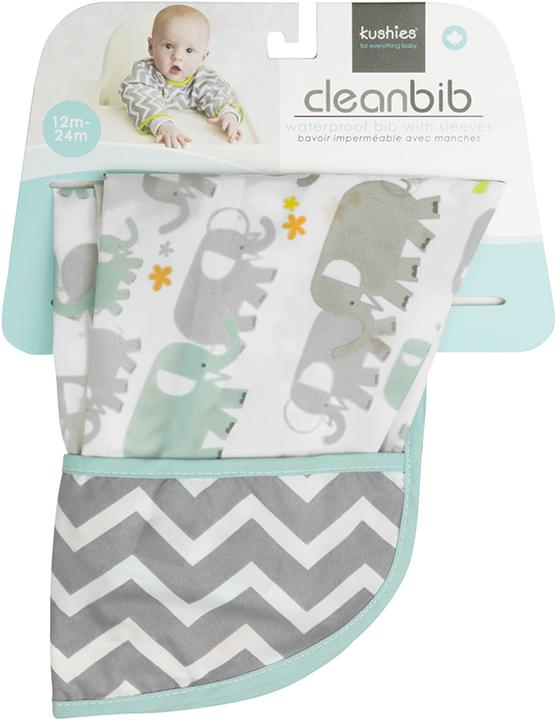 Actual product image Kushies CleanBib with sleeves (12 months)