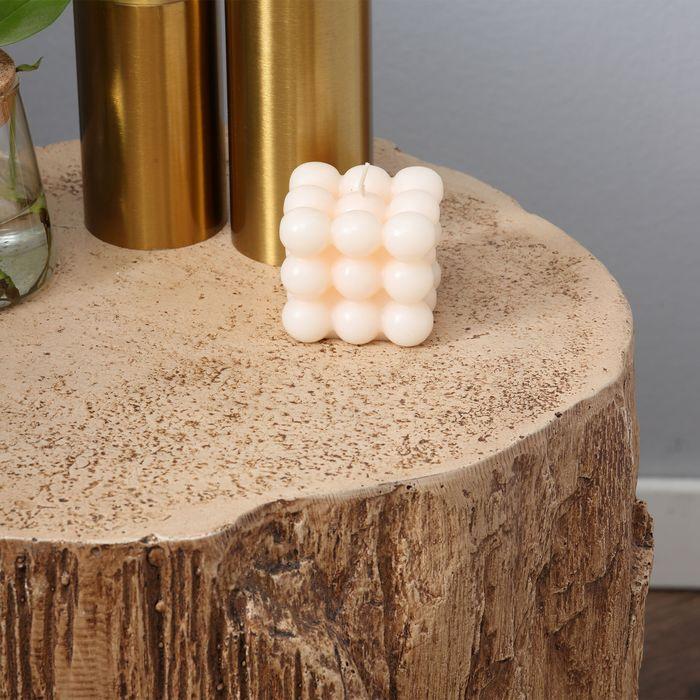 Actual product image Swisshandel24 Side table tree stump look levelling feet 37cmx37cmx43cm concrete brown (37 x 37 x 43 cm)