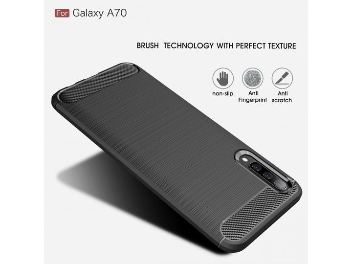Produktbild Screenguard Samsung Galaxy A70 Hülle Carbon Brushed Soft TPU (Samsung Galaxy A70)