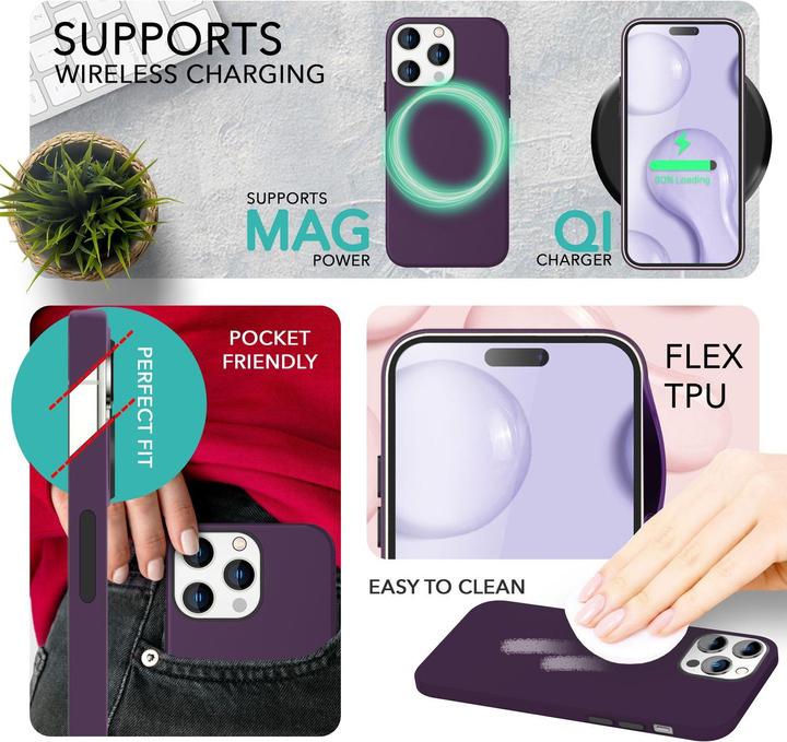Actual product image Nalia Liquid silicone case with MagSafe function & 2x display protection glass (Apple iPhone 14 Pro)