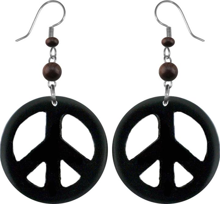 Actual product image Star Piercing Earring Peace in black Narra wood