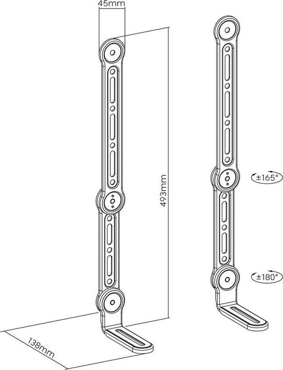 Actual product image myWall HZ32-1L Soundbar bracket (1 pcs., Wall installation, Pivoting, Tiltable)