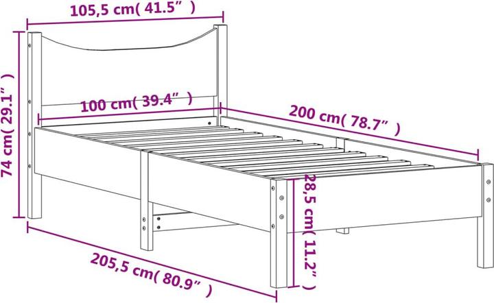 Produktbild VidaXL Bett Kiefer (140 x 190 cm)