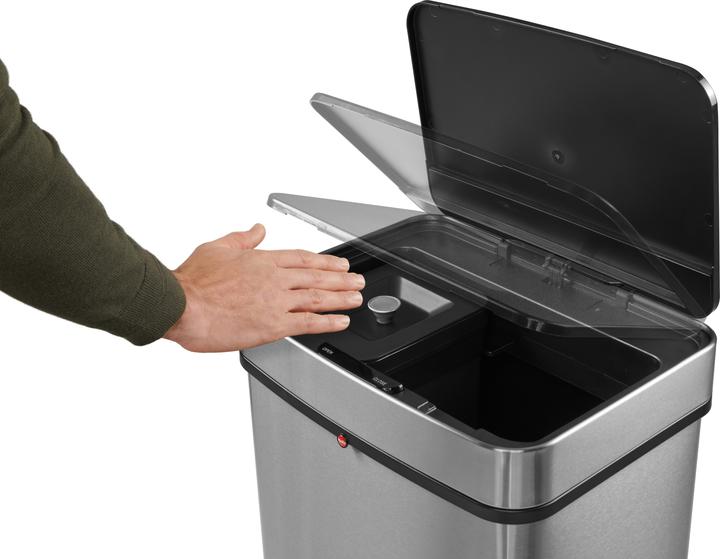 Actual product image Hailo Öko Vario XL, design sensor waste separator, 25 + 25 + 4 litres, stainless steel anti-fingerprint (50 l)