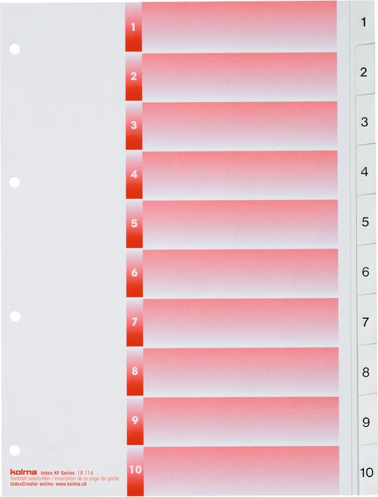 Image du produit Kolma Intercalaire A4 strong 1-10 10 pcs. blanc