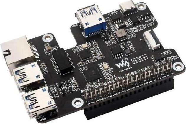Produktbild Raspberry Pi EB121908 - PCIe zu Gigabit Ethernet und USB 3.2 Gen1 HAT für 5, 3x USB 3.2 Gen