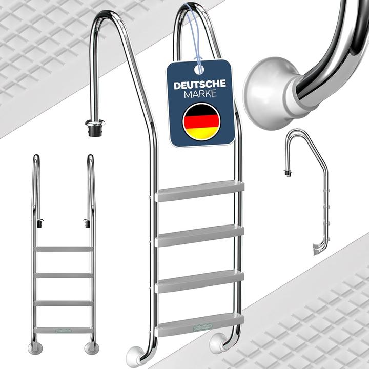 Image du produit Poolomio Echelle suspendue en acier inoxydable | 4 marches | modèle standard