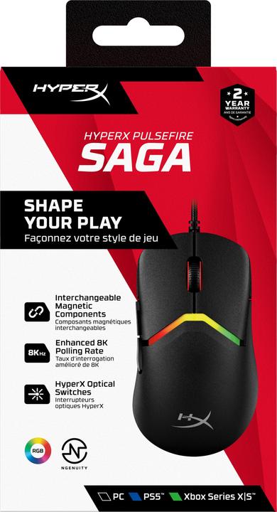 Actual product image HP HyperX Pulsefire Saga Gaming Mouse (Black) (Cable)