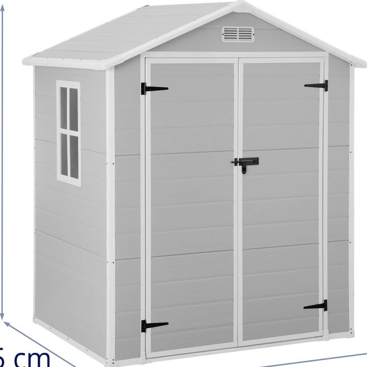 Produktbild Uniprodo Geräteschuppen Kunststoff Gartenschrank Gartenschuppen Lichtfenster grosse Tür